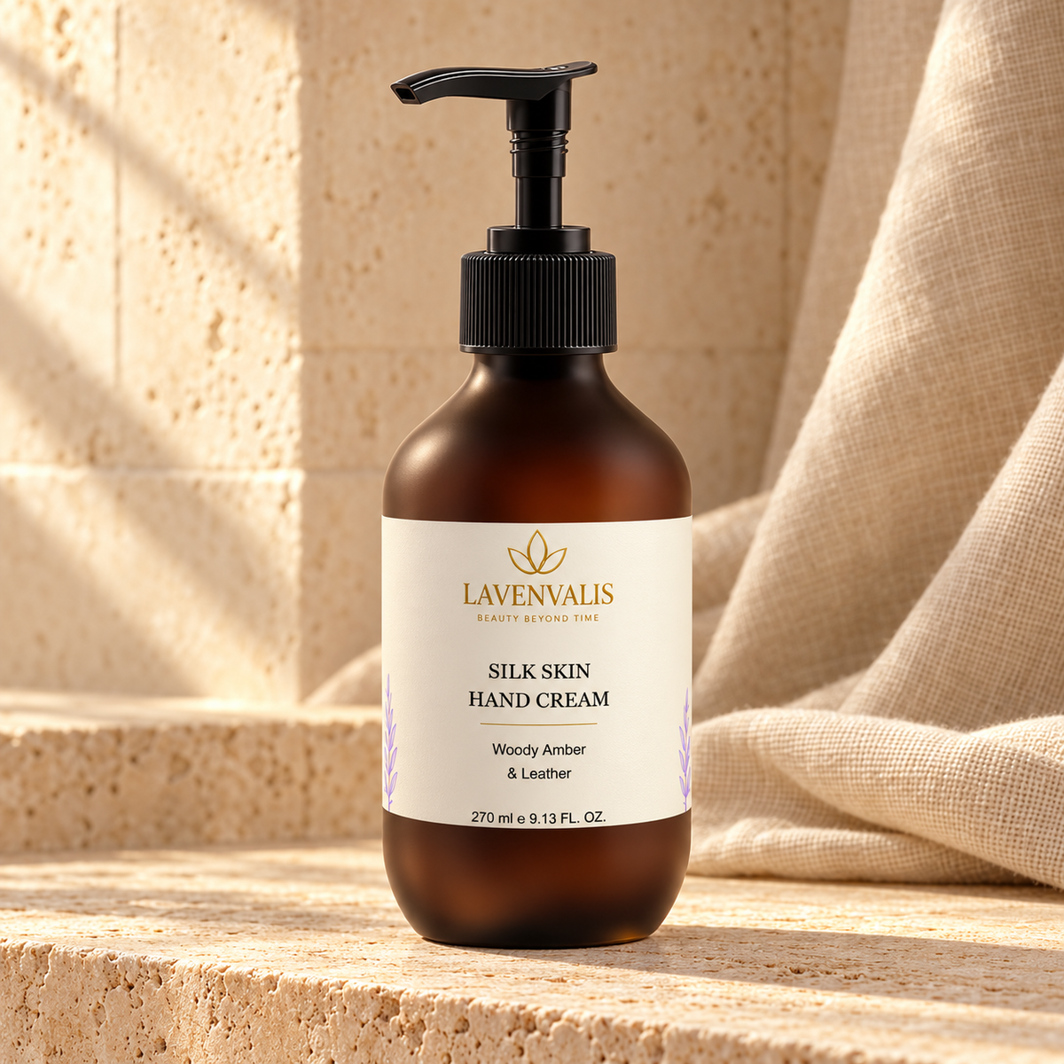 Lavenvalis Silk Skin Hand Cream Woody Amber & Leather 270 ml — front hero