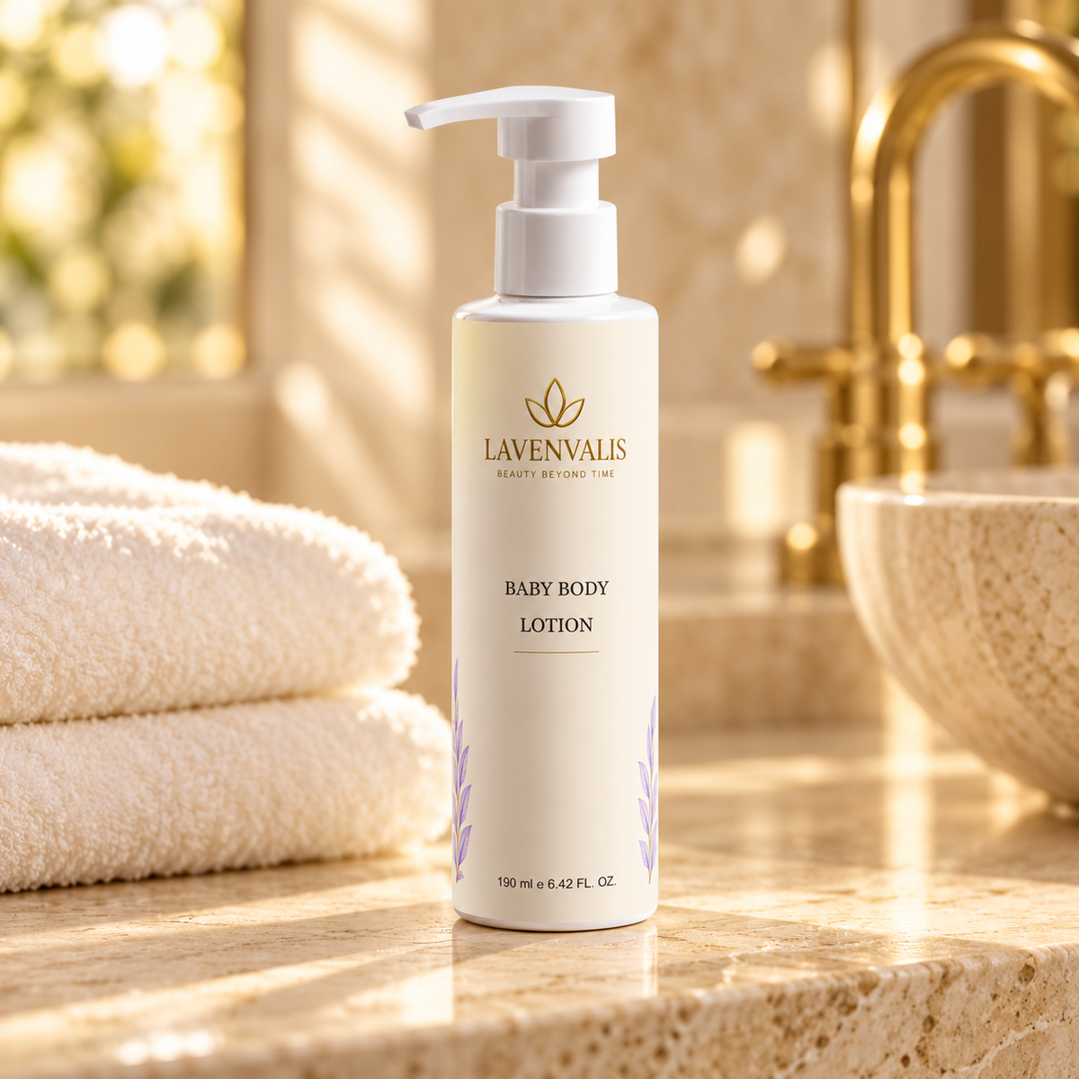 Lavenvalis Baby Body Lotion 190 ml — bathroom still life