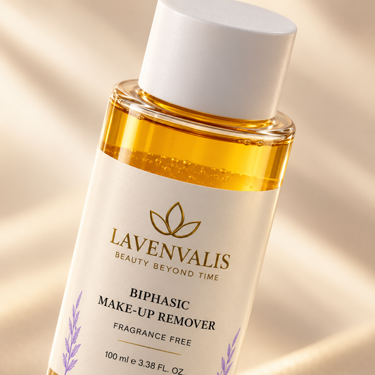 Lavenvalis BiPhasic Make-up Remover 100 ml — cap and label detail