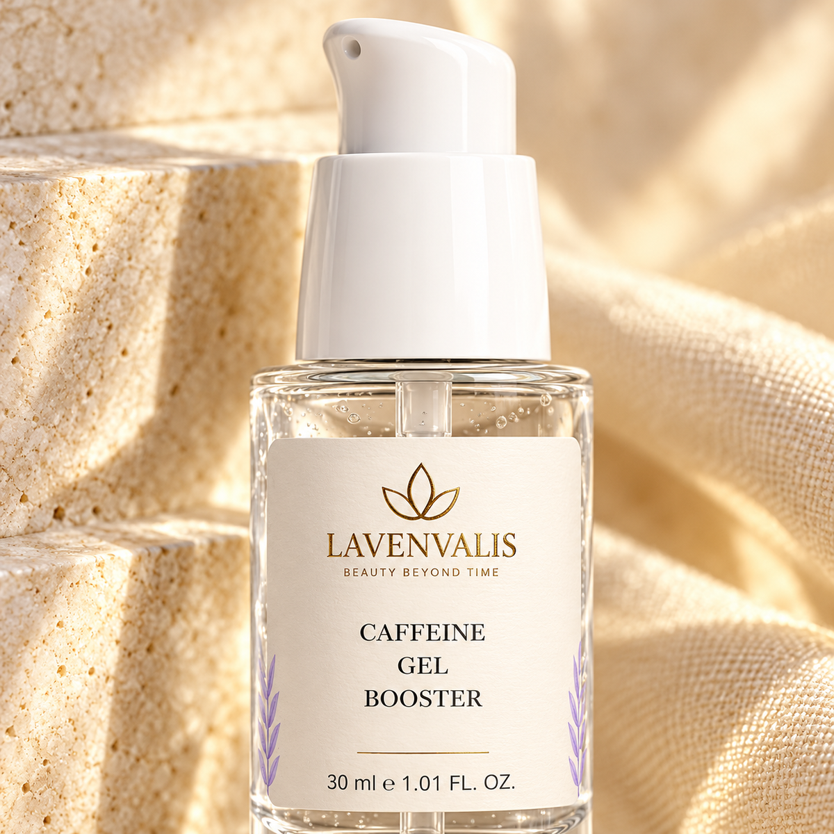 Lavenvalis Caffeine Gel Booster 30 ml — pump and label detail