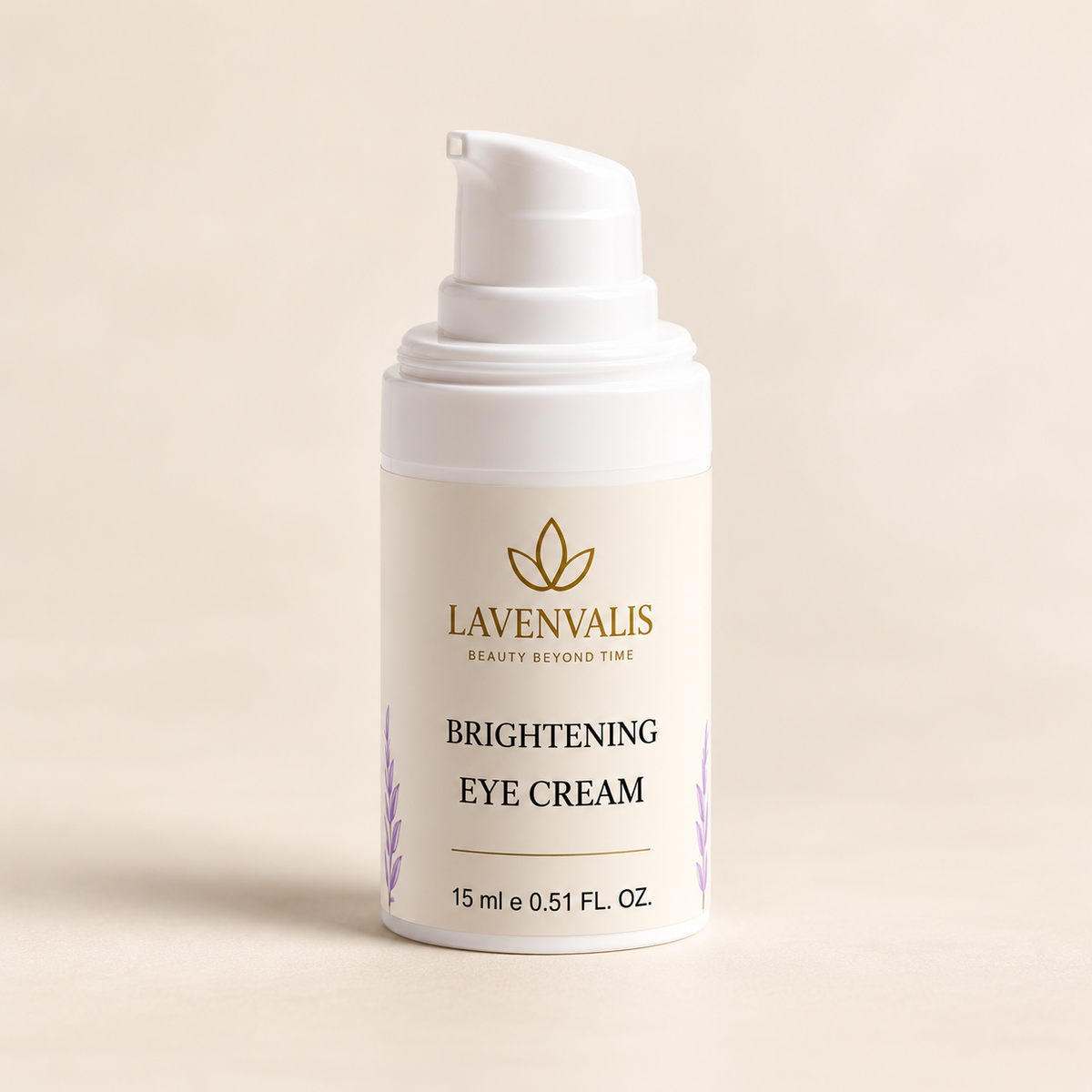 Lavenvalis Brightening Eye Cream 15 ml, bottle-only studio view 1