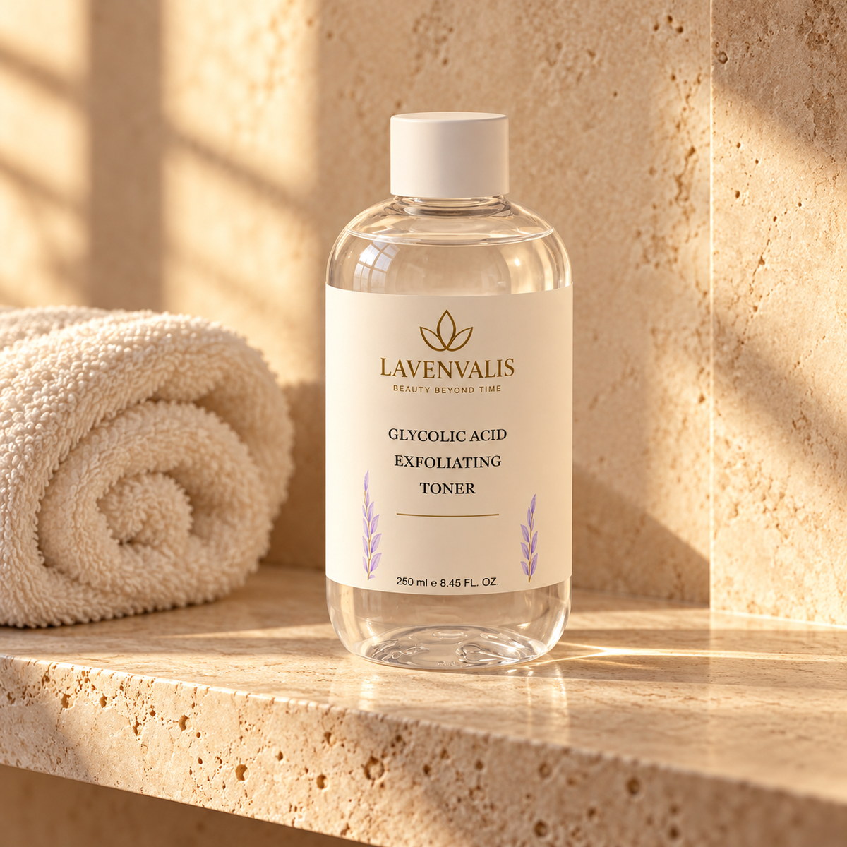 Lavenvalis Glycolic Acid Exfoliating Toner 250 ml — bathroom still life