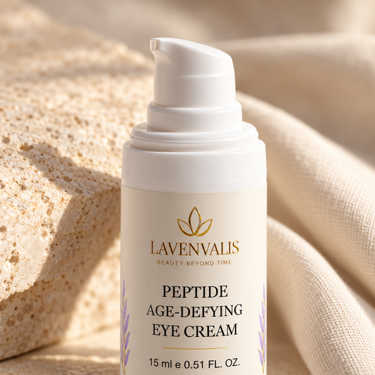 Lavenvalis Peptide Age-Defying Eye Cream 15 ml — pump and label detail