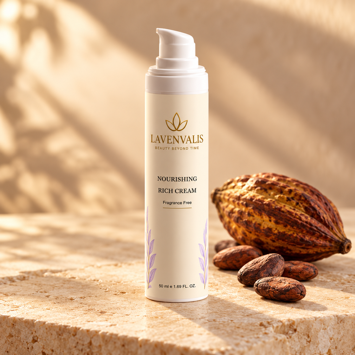 Lavenvalis Nourishing Rich Cream Fragrance Free 50 ml — cocoa ingredient illustration