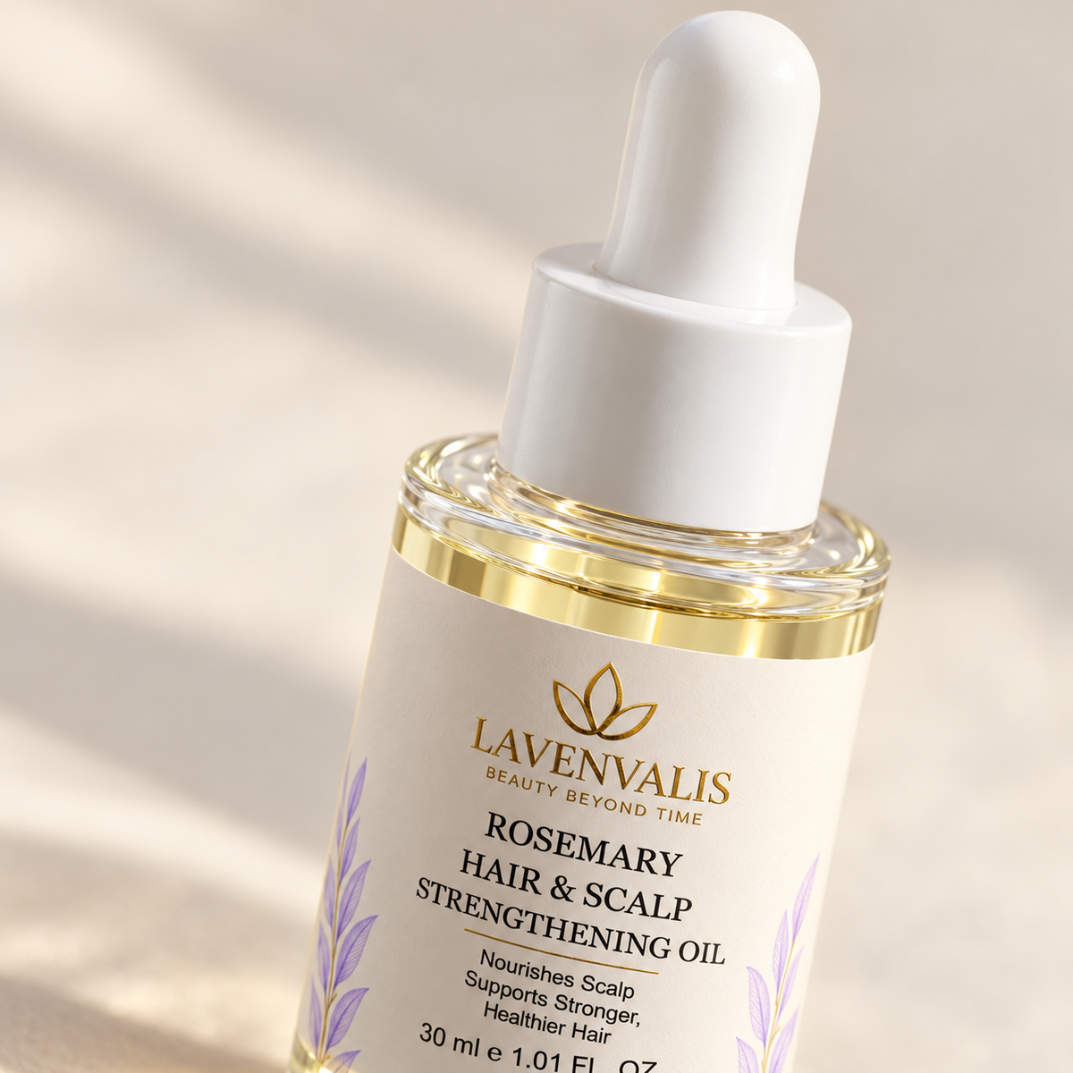 Lavenvalis Rosemary Hair & Scalp Strengthening Oil 30 ml — dropper and label detail