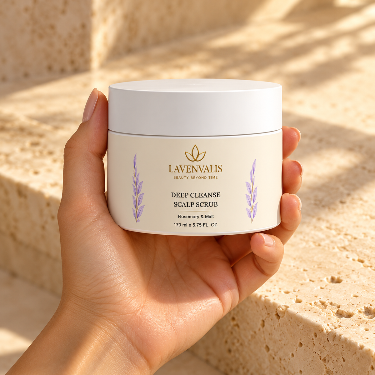 Lavenvalis Deep Cleanse Scalp Scrub Rosemary & Mint 170 ml — jar in hand