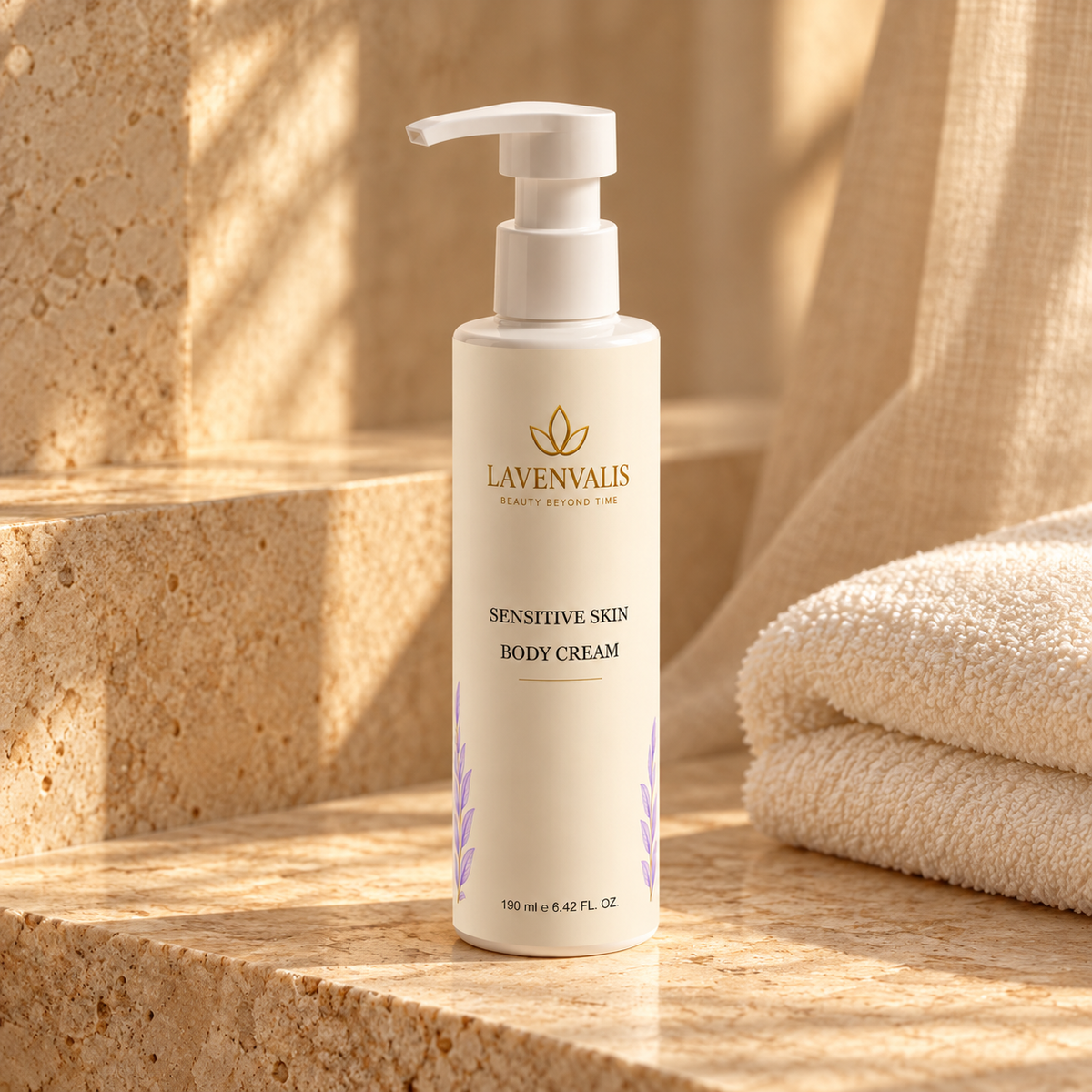 Lavenvalis Sensitive Skin Body Cream 190 ml — body care still life