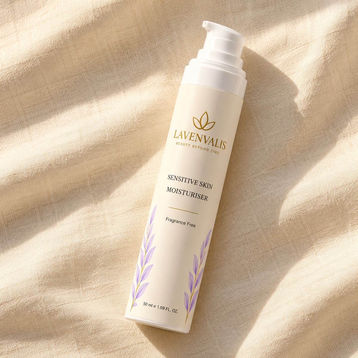 Lavenvalis Sensitive Skin Moisturiser 50 ml — diagonal flat lay
