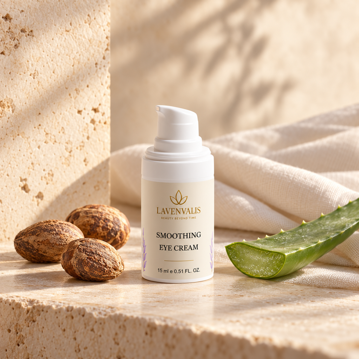Lavenvalis Smoothing Eye Cream 15 ml — shea and aloe — ingredient illustration