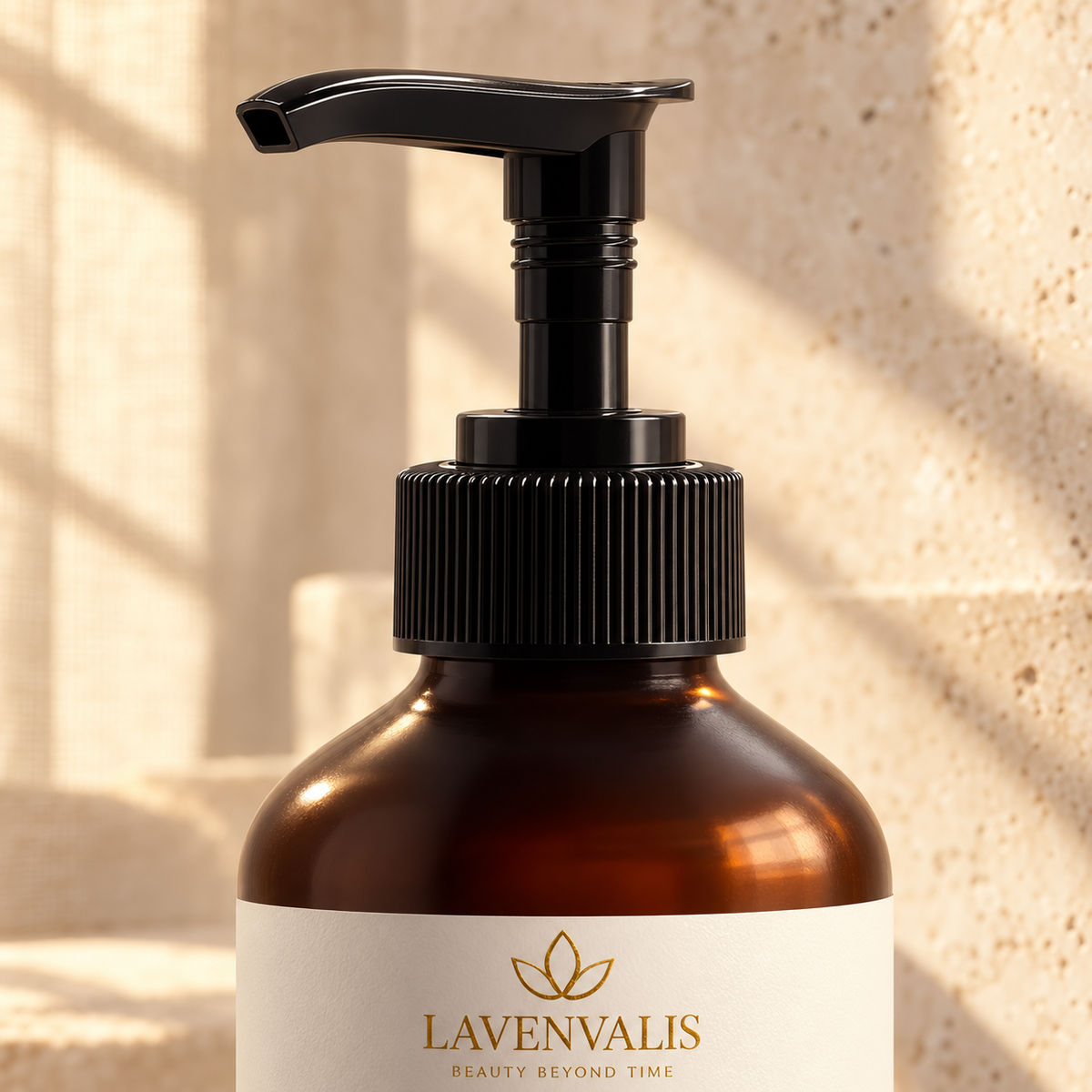 Lavenvalis Silk Skin Body Serum Woody Amber & Leather 270 ml — pump detail