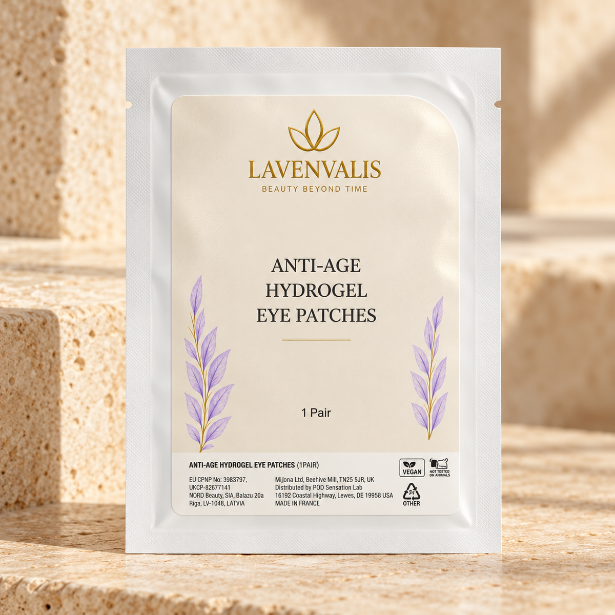 Lavenvalis Anti-Age Hydrogel Eye Patches — individual sealed 1-pair sachet