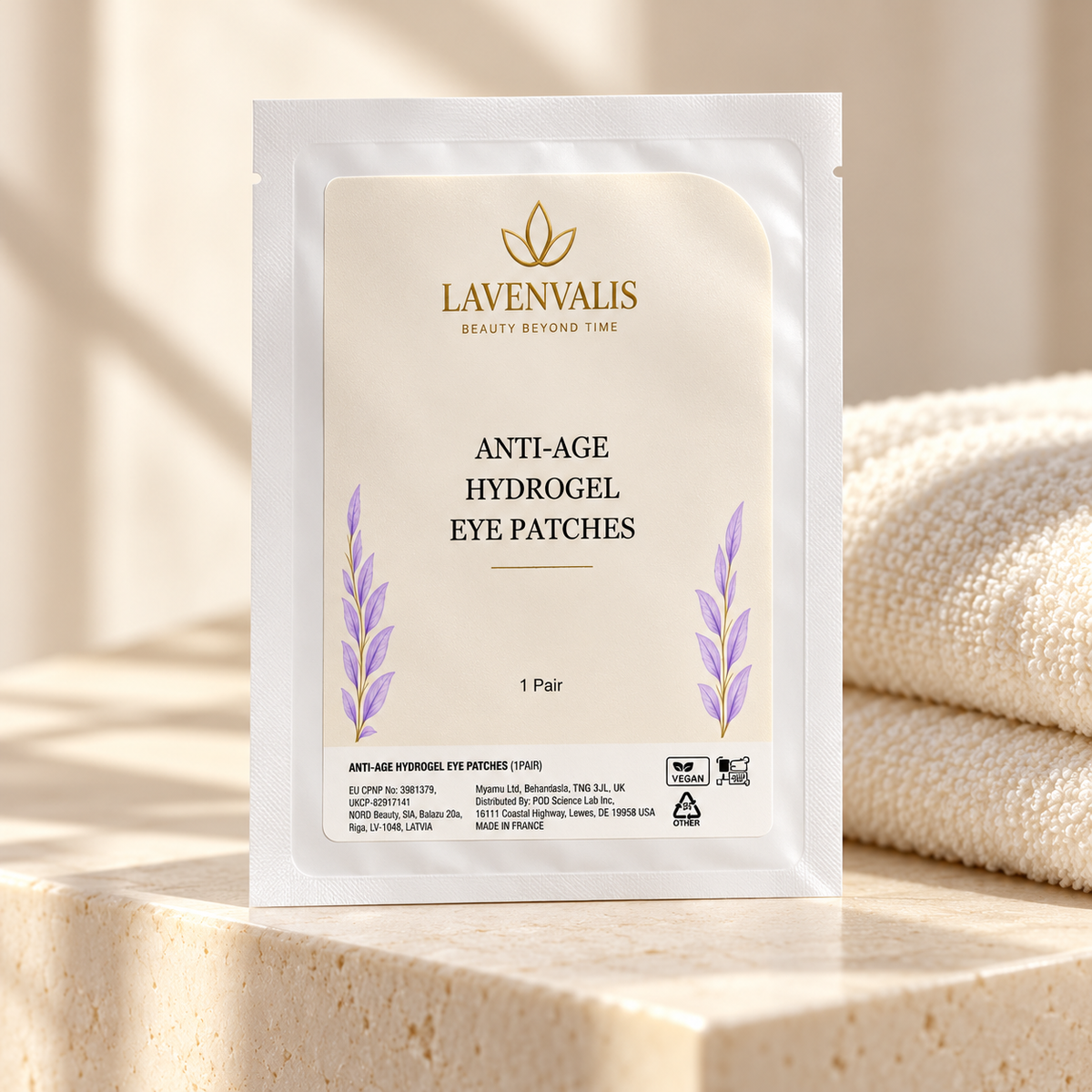 Lavenvalis Anti-Age Hydrogel Eye Patches — care ritual still life