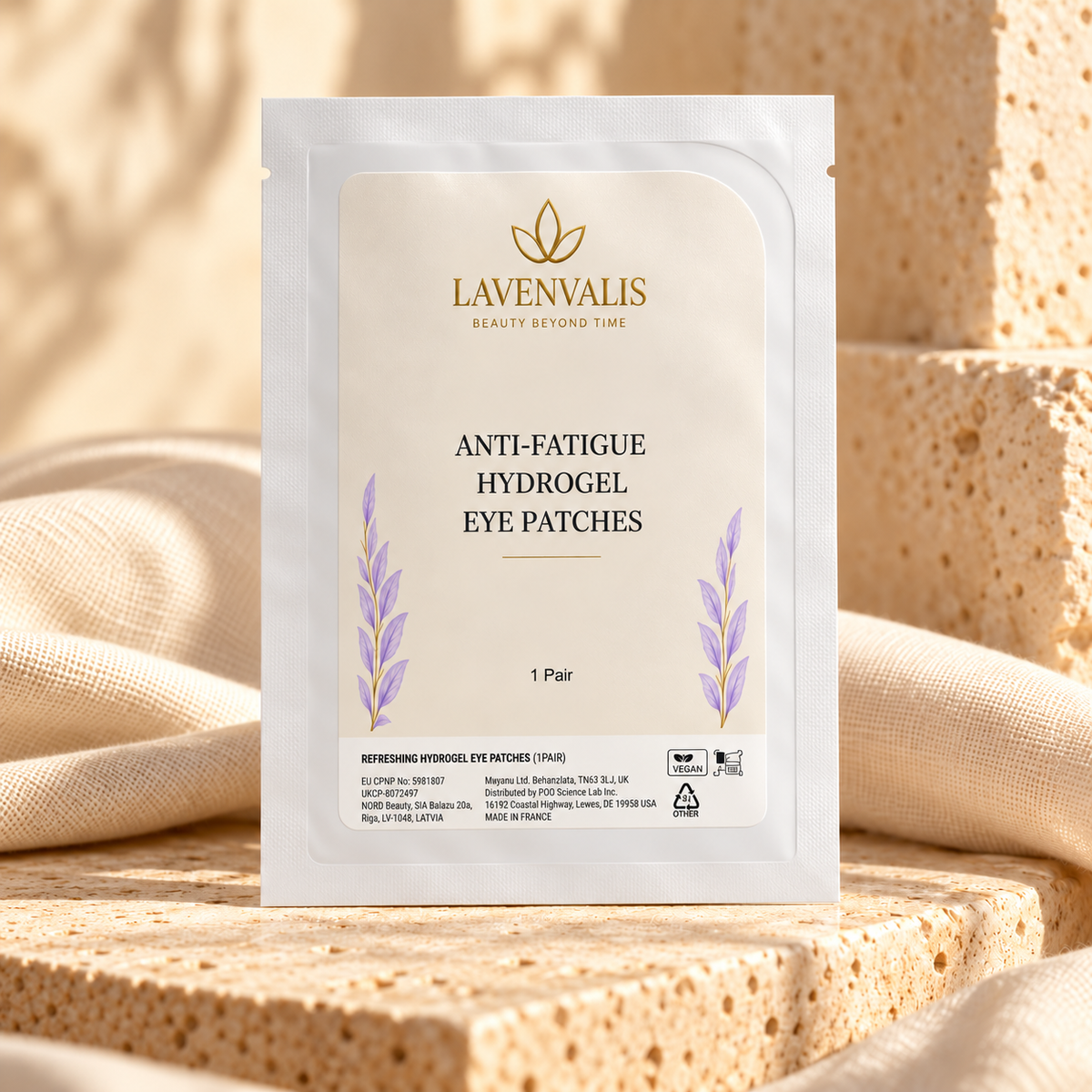 Lavenvalis Anti-Fatigue Hydrogel Eye Patches — single pair sachet front