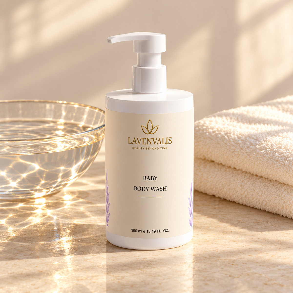 Lavenvalis Baby Body Wash390ml — bath ritual still life