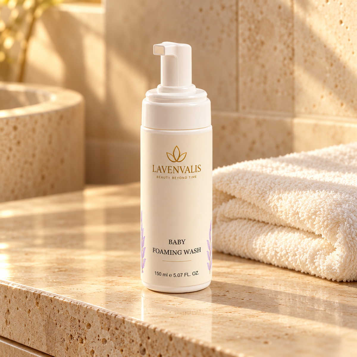 Lavenvalis Baby Foaming Wash 150 ml — bathroom still life