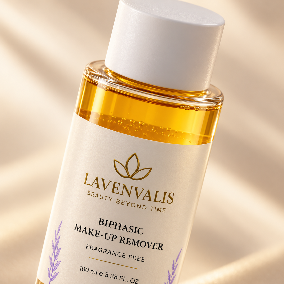 Lavenvalis BiPhasic Make-up Remover 100 ml — cap and label detail