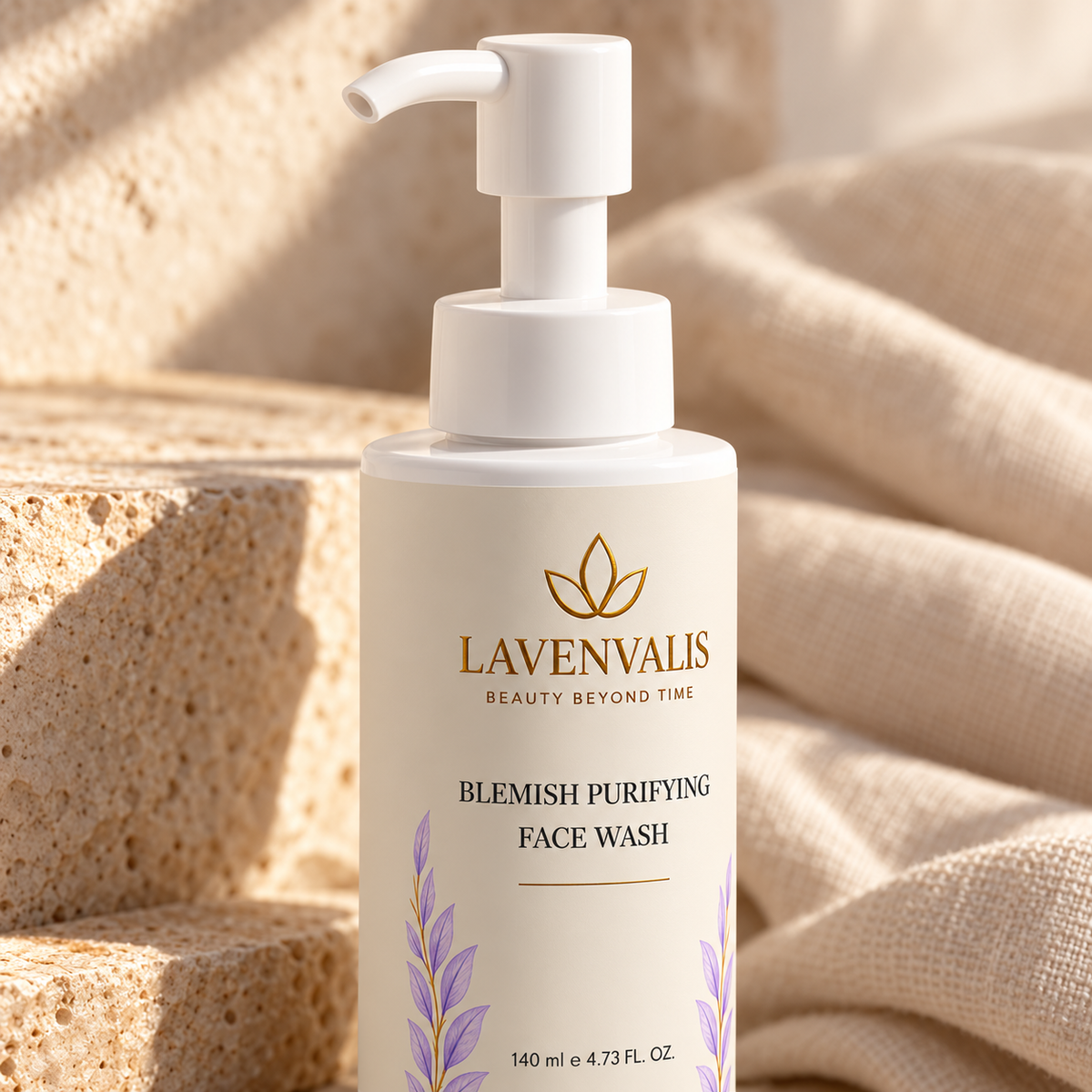 Lavenvalis Blemish Purifying Face Wash140ml — pump and label detail