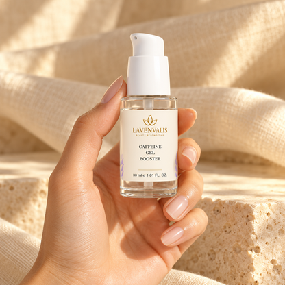 Lavenvalis Caffeine Gel Booster 30 ml — bottle held in hand