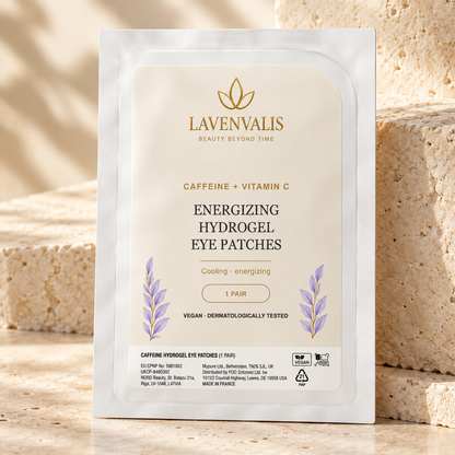 Lavenvalis Caffeine + Vitamin C Energizing Hydrogel Eye Patches — individual 1-pair sachet, front