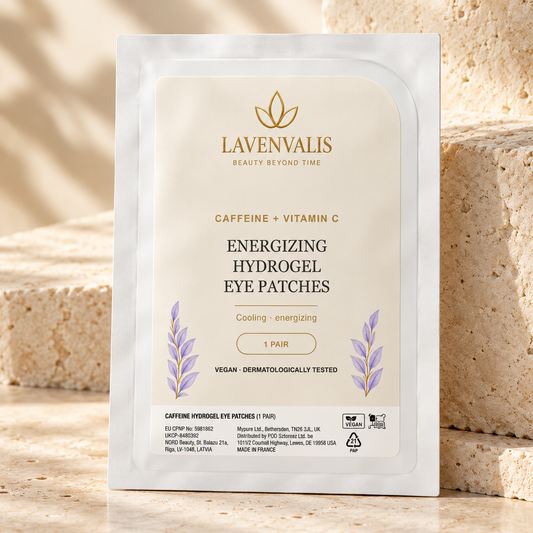 Lavenvalis Caffeine + Vitamin C Energizing Hydrogel Eye Patches — individual 1-pair sachet, front