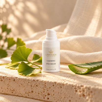Lavenvalis Calming Eye Cream with ginkgo and aloe — ingredient illustration