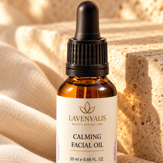Lavenvalis Calming Facial Oil 20 ml — dropper and label detail