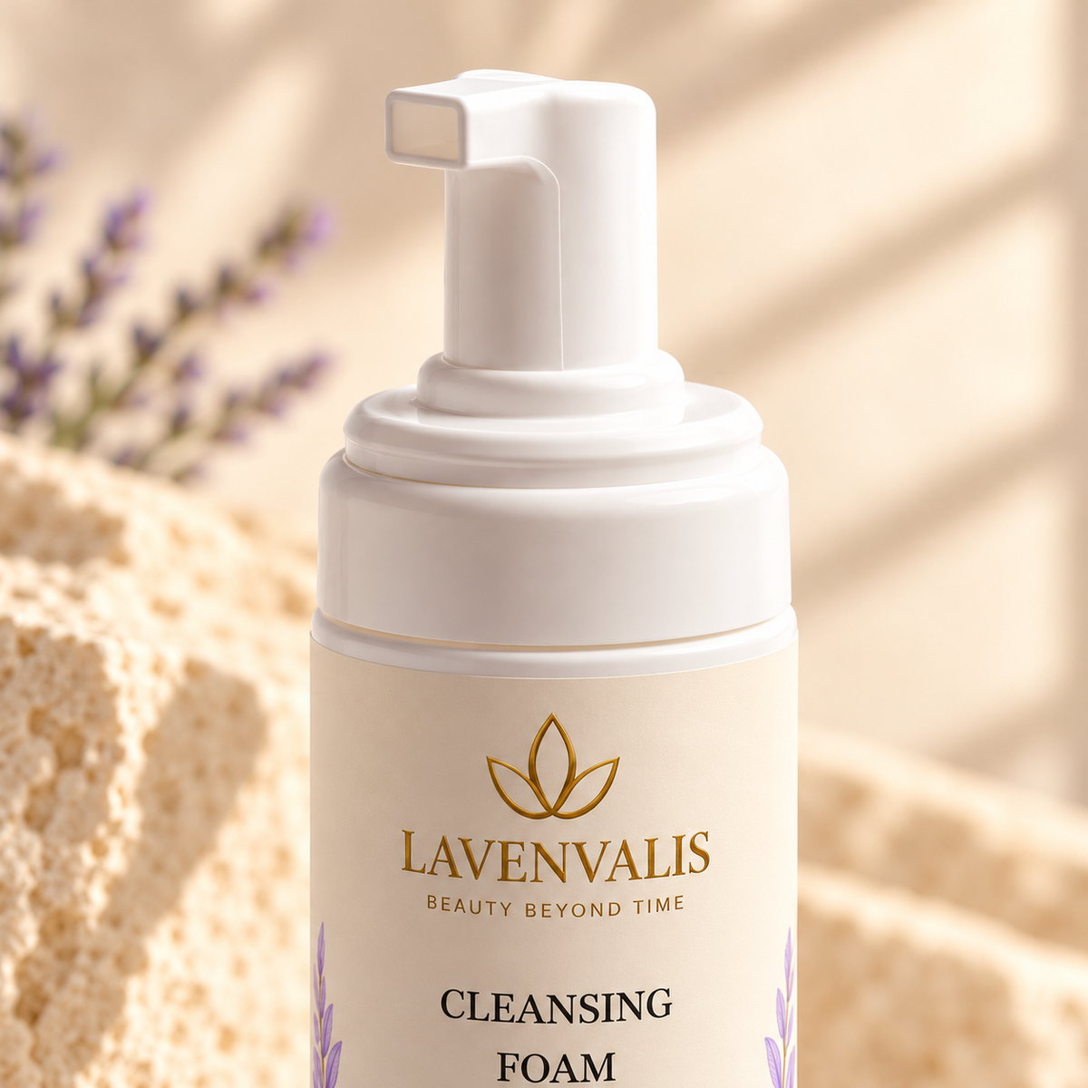 Lavenvalis Cleansing Foam — foaming-pump and label detail