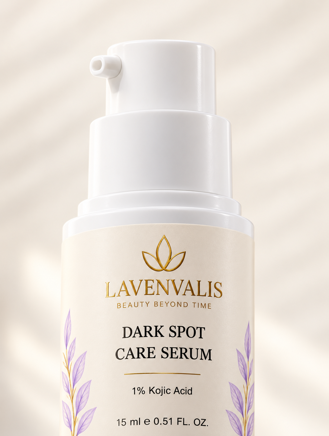 Lavenvalis Dark Spot Care Serum15ml — pump and label detail