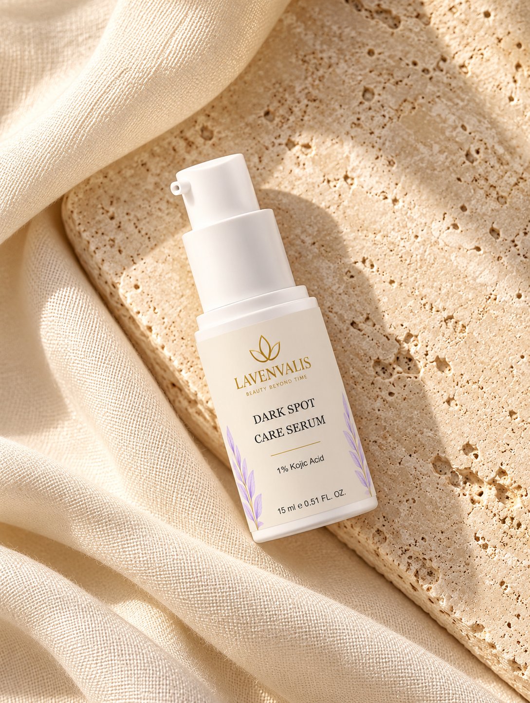 Lavenvalis Dark Spot Care Serum15ml — diagonal flat lay