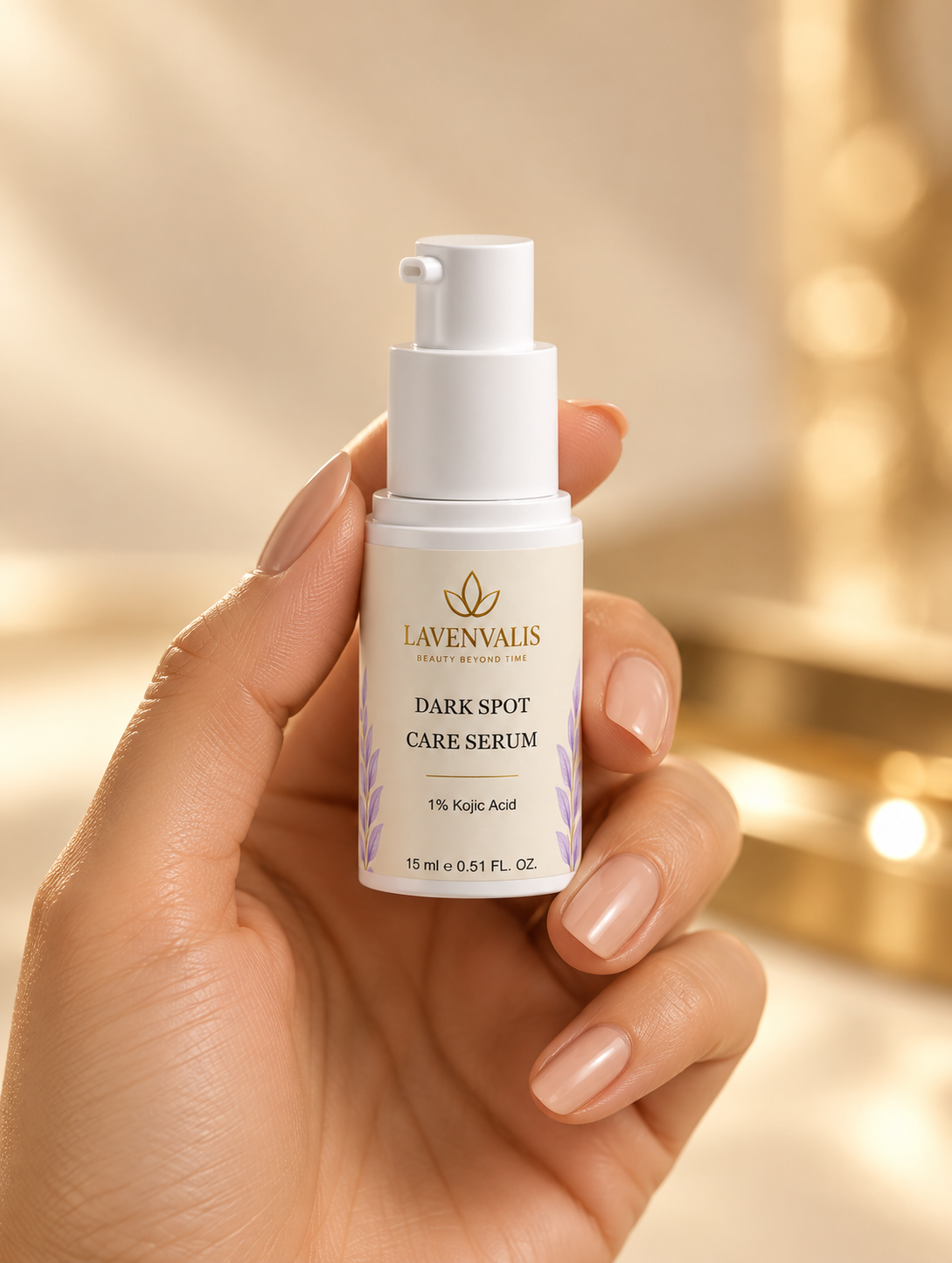 Lavenvalis Dark Spot Care Serum15ml — held in hand