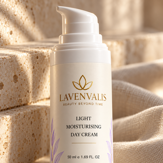 Lavenvalis Light Moisturising Day Cream 50 ml — pump and label macro