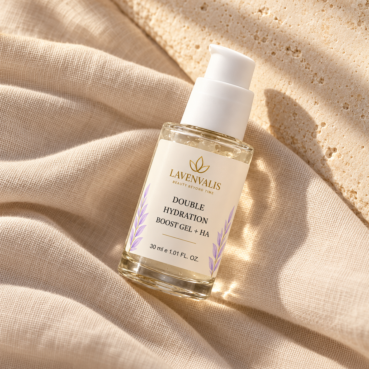 Lavenvalis Double Hydration Boost Gel + HA 30 ml — diagonal flat lay
