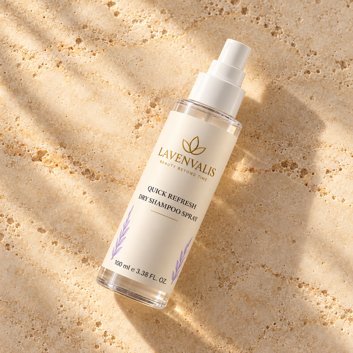 Lavenvalis Quick Refresh Dry Shampoo Spray 100 ml — diagonal bottle