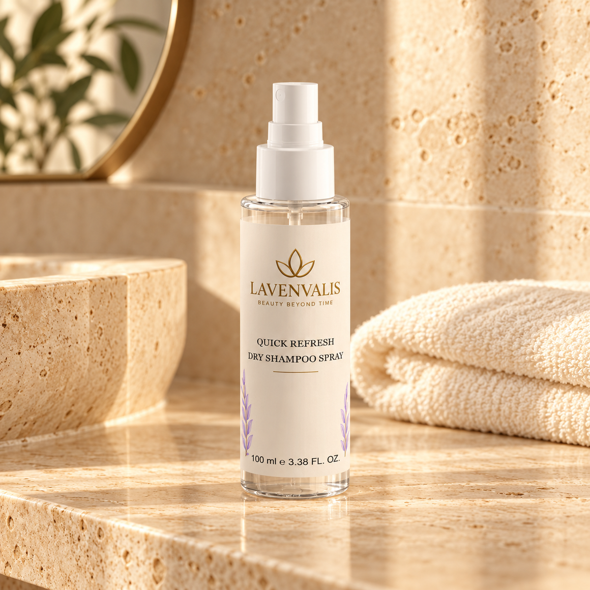 Lavenvalis Quick Refresh Dry Shampoo Spray 100 ml — bathroom still life