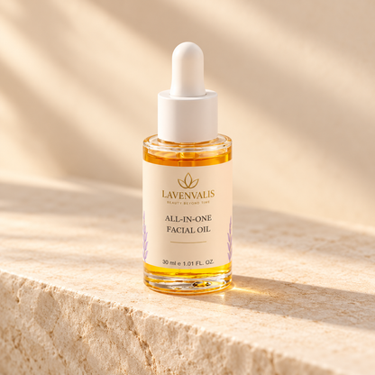 Lavenvalis All-In-One Facial Oil 30 ml — angled campaign