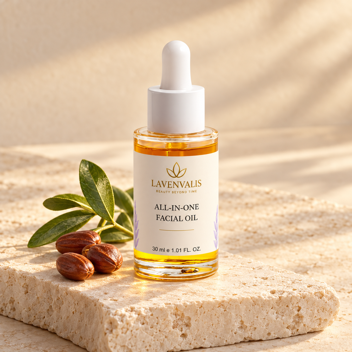 Lavenvalis All-In-One Facial Oil 30 ml — jojoba ingredient illustration