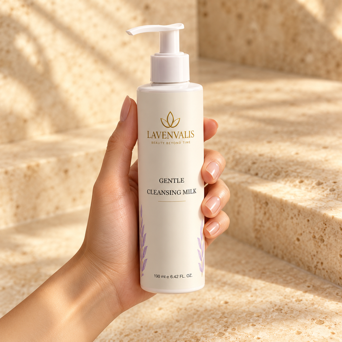 Lavenvalis Gentle Cleansing Milk 190 ml — bottle in hand