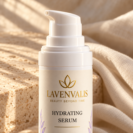 Lavenvalis Hydrating Serum 30 ml — pump and label macro