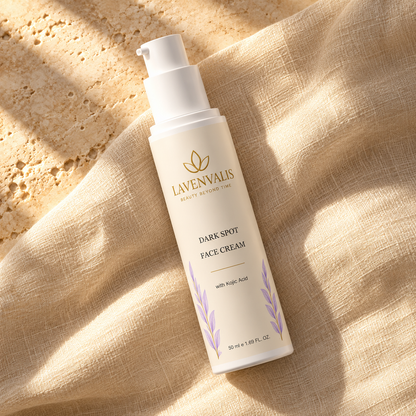 Lavenvalis Dark Spot Face Cream with Kojic Acid 50 ml — diagonal bottle