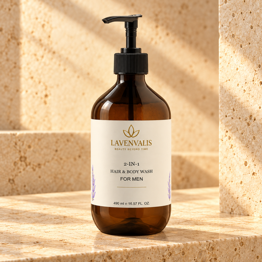 Lavenvalis 2-in-1 Hair & Body Wash for Men 490 ml — front bottle