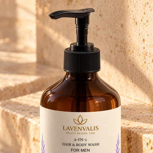 Lavenvalis 2-in-1 Hair & Body Wash for Men 490 ml — pump detail