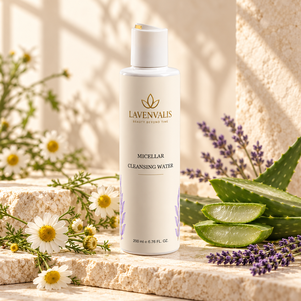 Lavenvalis Micellar Cleansing Water with aloe and camomile — ingredient illustration