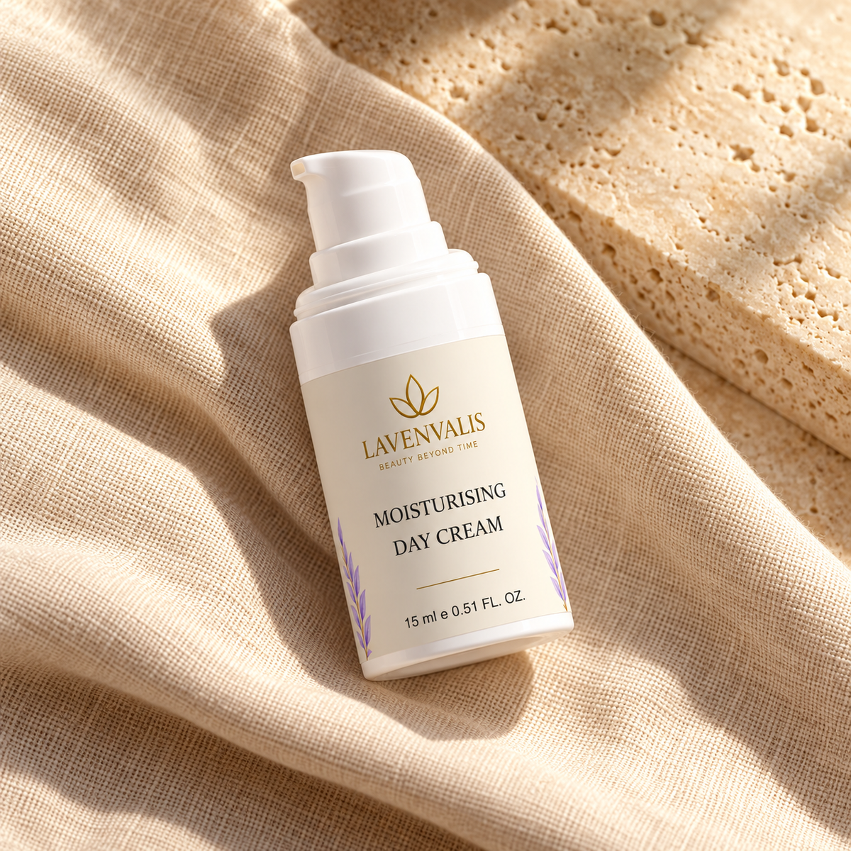 Lavenvalis Moisturising Day Cream 15 ml — diagonal flat lay