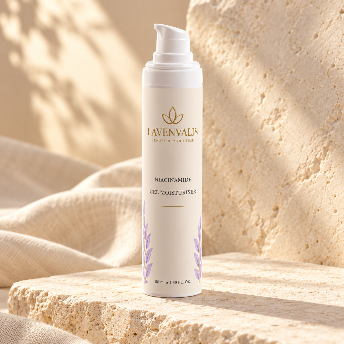 Lavenvalis Niacinamide Gel Moisturiser 50 ml — full tall bottle hero