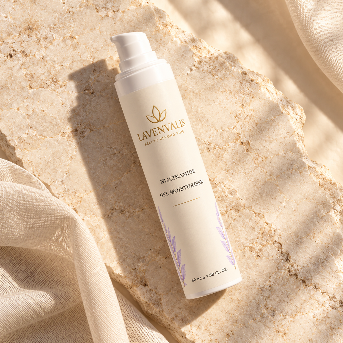 Lavenvalis Niacinamide Gel Moisturiser 50 ml — diagonal campaign view