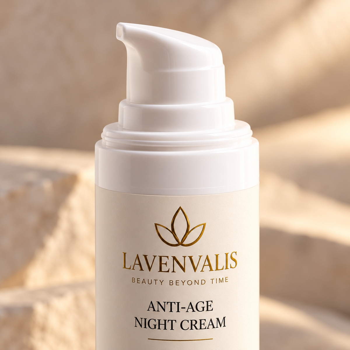 Lavenvalis Anti-Age Night Cream 50 ml — pump and logo detail