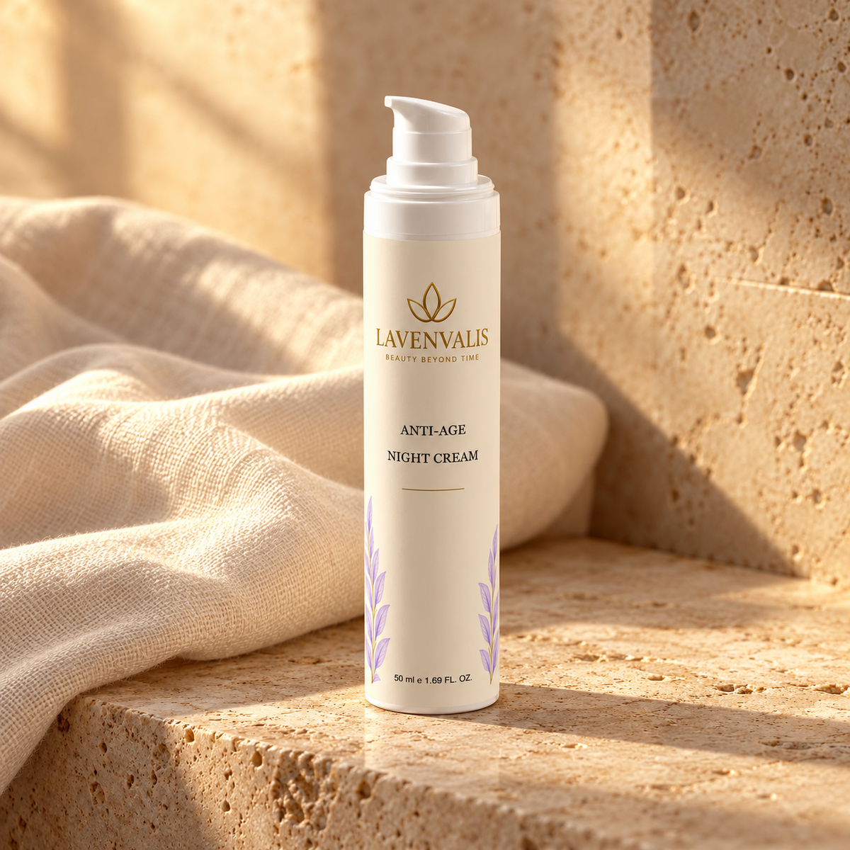 Lavenvalis Anti-Age Night Cream 50 ml — evening care still life