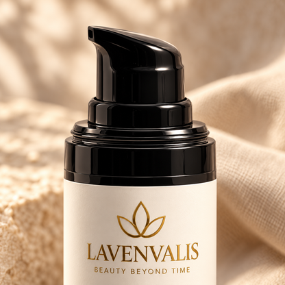 Lavenvalis Oil-Free Hydrating Gel 50 ml — black pump and logo macro detail