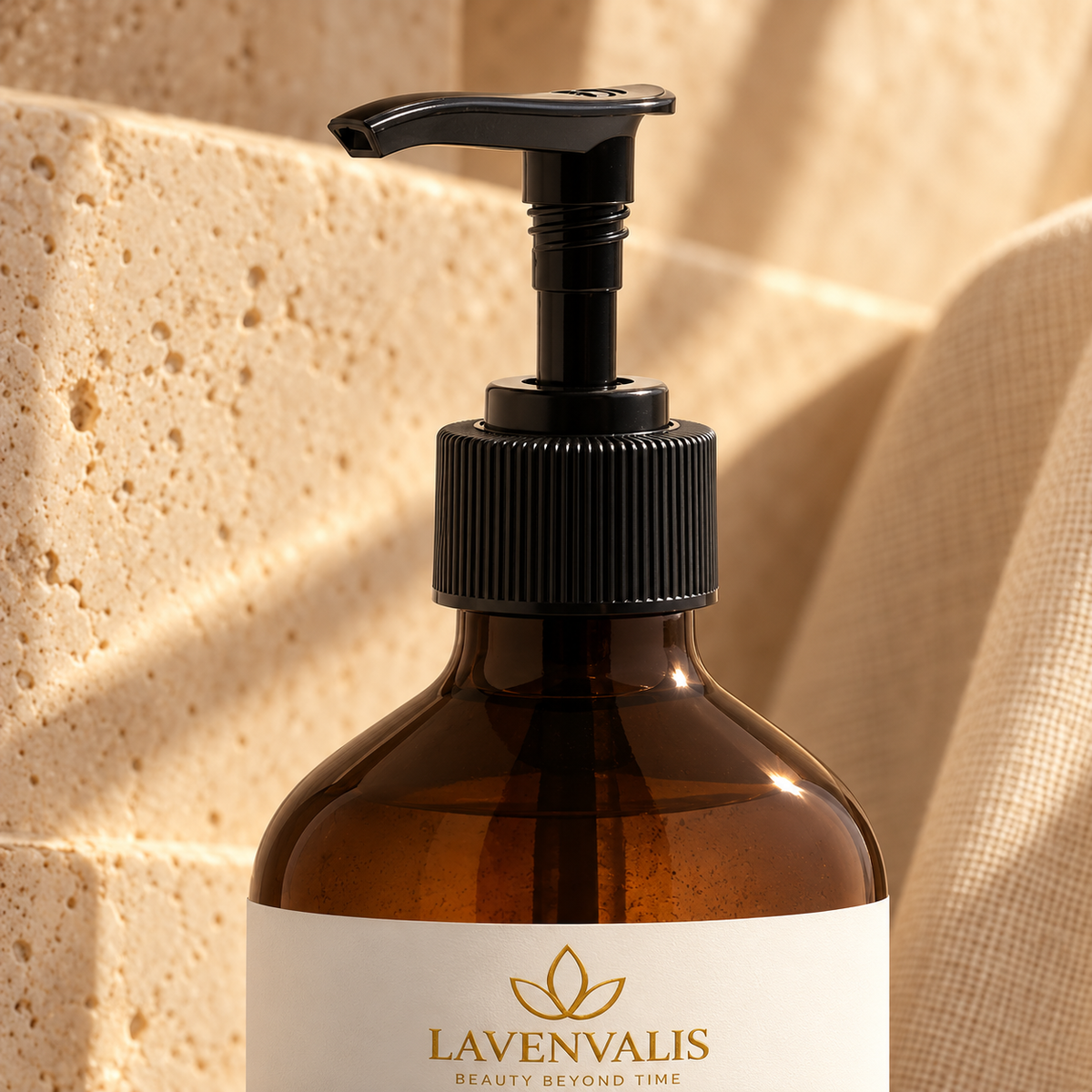 Lavenvalis Patchouli & Amber Vanilla Hand & Body Wash 490 ml — pump detail