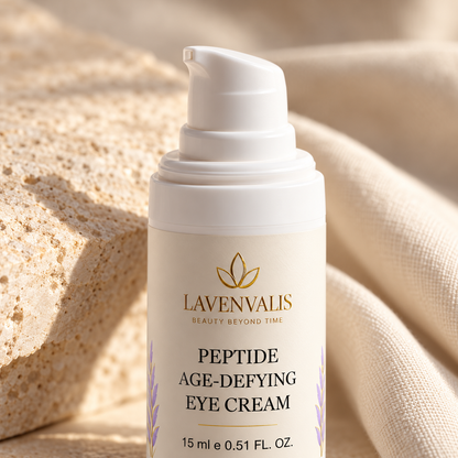 Lavenvalis Peptide Age-Defying Eye Cream 15 ml — pump and label detail